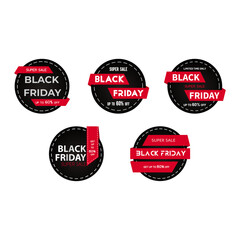 Obraz premium Black friday sale banners posters shopping tags sign label isolated on black background vector illustration design set