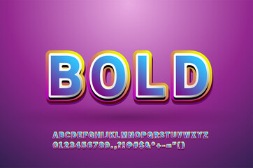 Rounded Bold Font Effect, Colorful Typography Alphabet with with highlight gradient color and shadow effect.