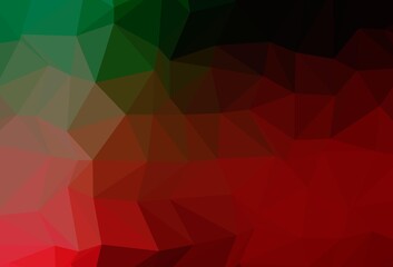 Dark Green, Red vector triangle mosaic cover.