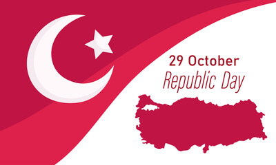 turkey republic day, national flag and map banner