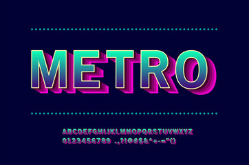 Strong bold 3D font effect, Modern typeface for headline poster title and website, with highlight gradient color and shadow effect.