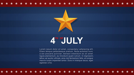 4th of July background for USA(United States of America) Independence Day with blue background and American flag. Vector.
