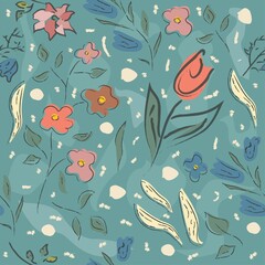 Floral Seamless Pattern. Hand Drawn.