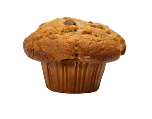 Banana Nut Muffin on White Background