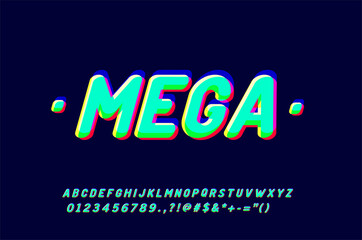 Modern and Stylish typeface, youth typography style, spectrum effect alphabet with full character Numbers and Symbols.