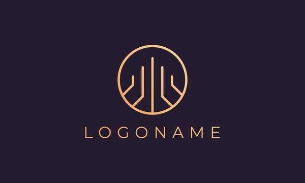 Property logo template with simple and luxurious shapes in gold