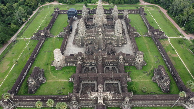 Angkor Wat aerial footage