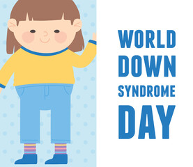 world down syndrome day greeting card little girl character