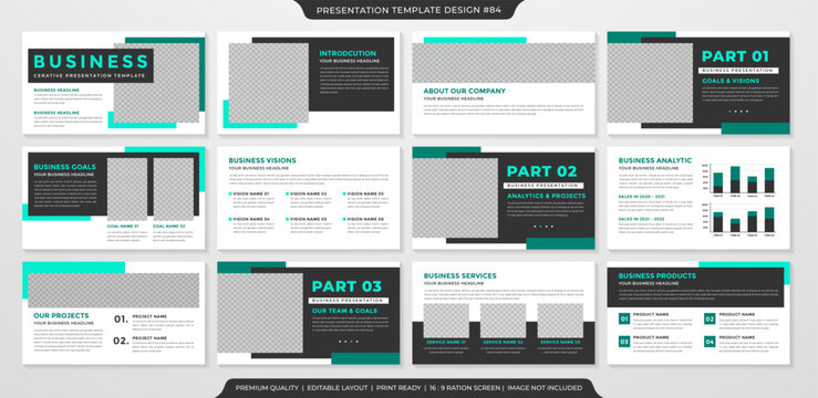 set of presentation layout template with clean style and minimalist concept use for business profile and annual report 