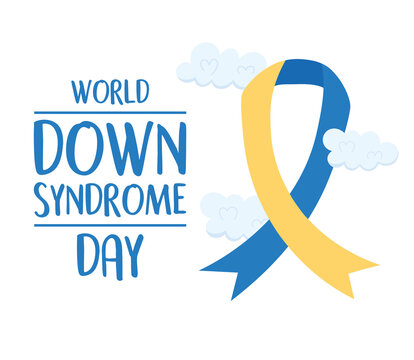 world down syndrome day inscription awareness ribbon