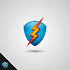 Shield and lightning Logo template