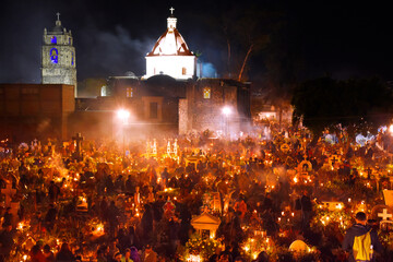 México Mixquic vista nocturna panteón