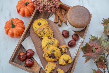 sweet home made pumpkin chocolate chip cookies