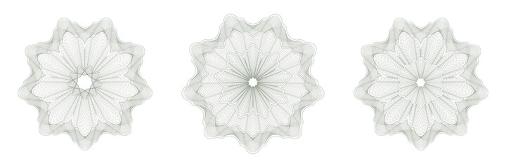Design elements. Guilloche elements for make diploma or certificate. Set