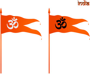 Om Flag flying with white and black om symbol illustration