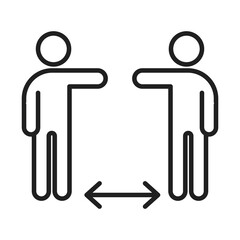 new normal, social distancing after coronavirus disease covid 19, linear icon style