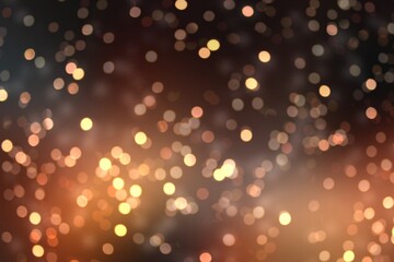 Golden sparkles fly on black orange background. Fire color. Bokeh pattern.