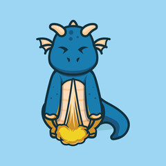 Cute baby blue dragon cute mascot design
