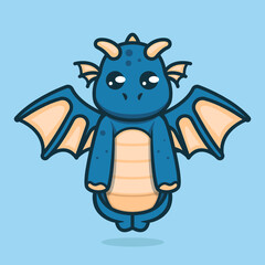 Cute baby blue dragon cute mascot design
