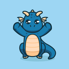 Cute baby blue dragon cute mascot design