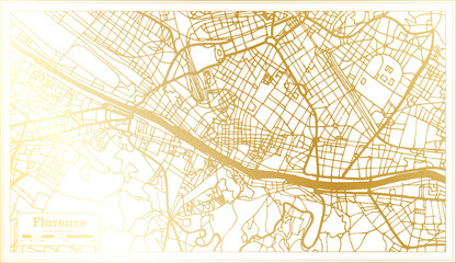 Florence Italy City Map in Retro Style in Golden Color. Outline Map.