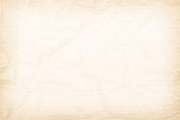 Brown recycled paper crumpled texture background. Cream Old vintage page or grunge vignette parchment old blank newspaper. Pattern empty rough cardboard creased grunge surface backdrop with space.