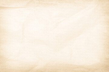 Brown recycled paper crumpled texture background. Cream Old vintage page or grunge vignette parchment old blank newspaper. Pattern empty rough cardboard creased grunge surface backdrop with space.