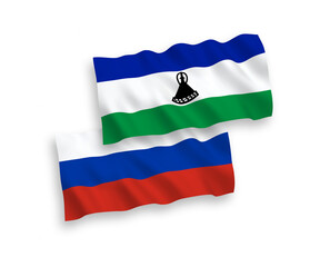 Flags of Lesotho and Russia on a white background