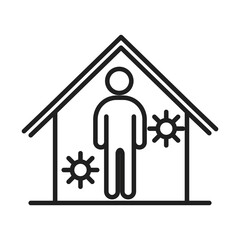 new normal, stay at home social distancing, after coronavirus disease covid 19, linear icon style