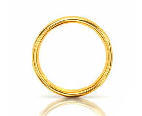 Golden ring with reflection isolated on white. Clipping path included