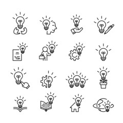 Obraz premium Idea and Light Icons set,Vector