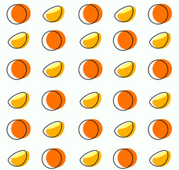 Pattern with oranges. Background with oranges, tangerines. Sliced ​​orange. Background with fruits
