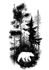 Sketch black forest and bear