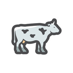 White spotted Cow Vector icon Cartoon illustration