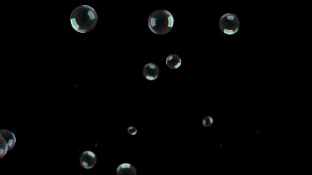 Abstract Various Air Bubbles in Water rising up slow motion 4K 3D Green Screen loop Animation on Light blue background. Ocean, Sea, Aqua, Bath Soap, Liquid, Drink, Fizz, soda, Splashes