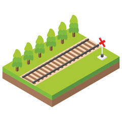 
Isometric flat icon of a railway track 
