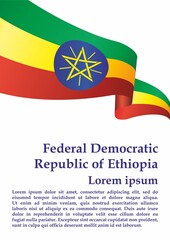 Flag of Ethiopia, Federal Democratic Republic of Ethiopia. Template for award design, an official document with the flag of Ethiopia. Bright, colorful vector illustration.