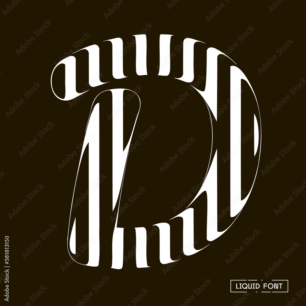 Fototapete d letter formed by parallel lines. a letter made of glass through which lines are visible that are d