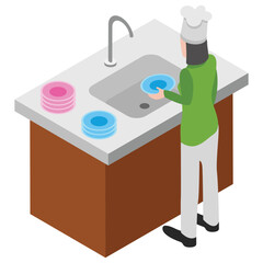
Dishwasher flat icon design 
