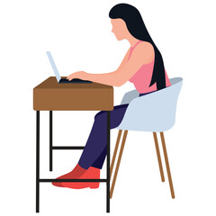 
Online working, flat icon design of assignment 
