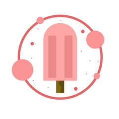 Popsicle logo illustration pink red circle round and polka dot