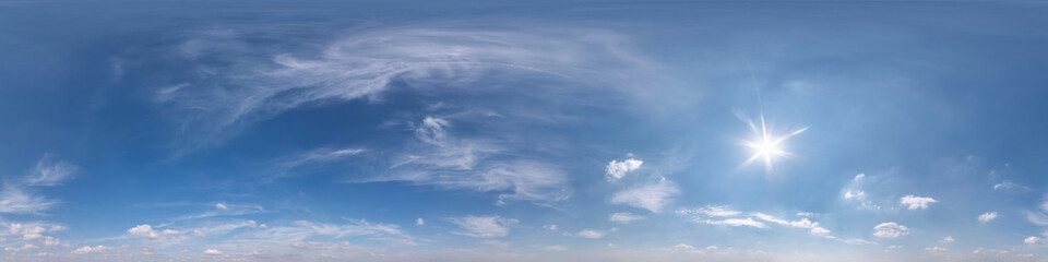 Seamless clear blue sky hdri panorama 360 degrees angle view with beautiful clouds  with zenith for...
