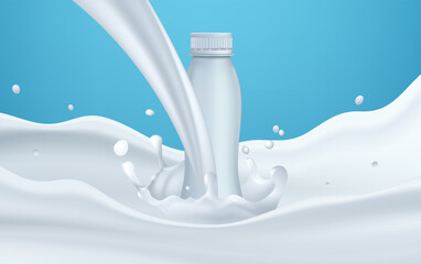 Realistic milk or yogurt bottle