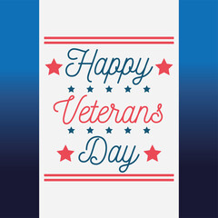 happy veterans day, lettering greeting card blue background