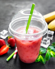 Refreshing summer drink with strawberry