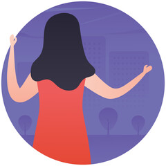 
Girl enjoying flat icon design 
