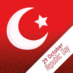 turkey republic day, national celebration card red background