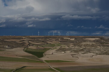 Beautiful stormy landscape in spanish countryside - Way of Saint James