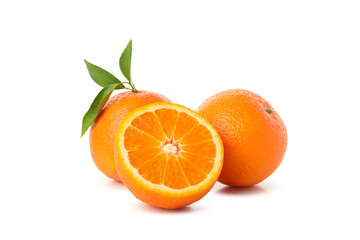 Fototapeta na wymiar Group of ripe mandarins isolated on white background