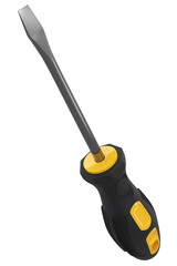 Black and yellow screwdriver isolated on white